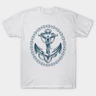 Anchor with Ropes in Circle of Chain T-Shirt